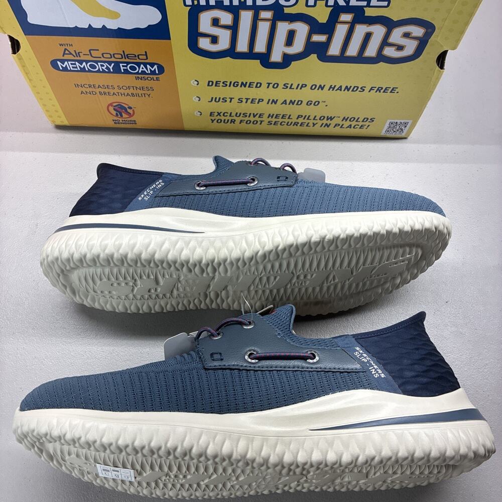 New SKECHERS Delson 3.0 Roth Navy Blue Slip-ins Sneakers Shoes Men's Size 13 - Picture 2 of 7